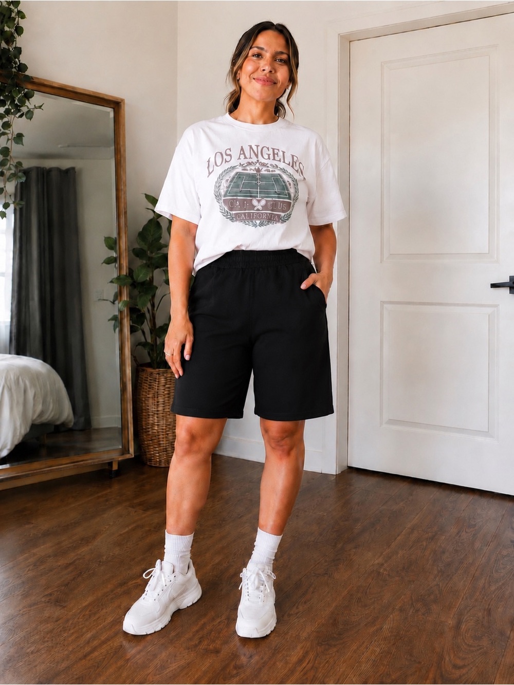 Everyday Black Elastic-Waist Bermuda Shorts